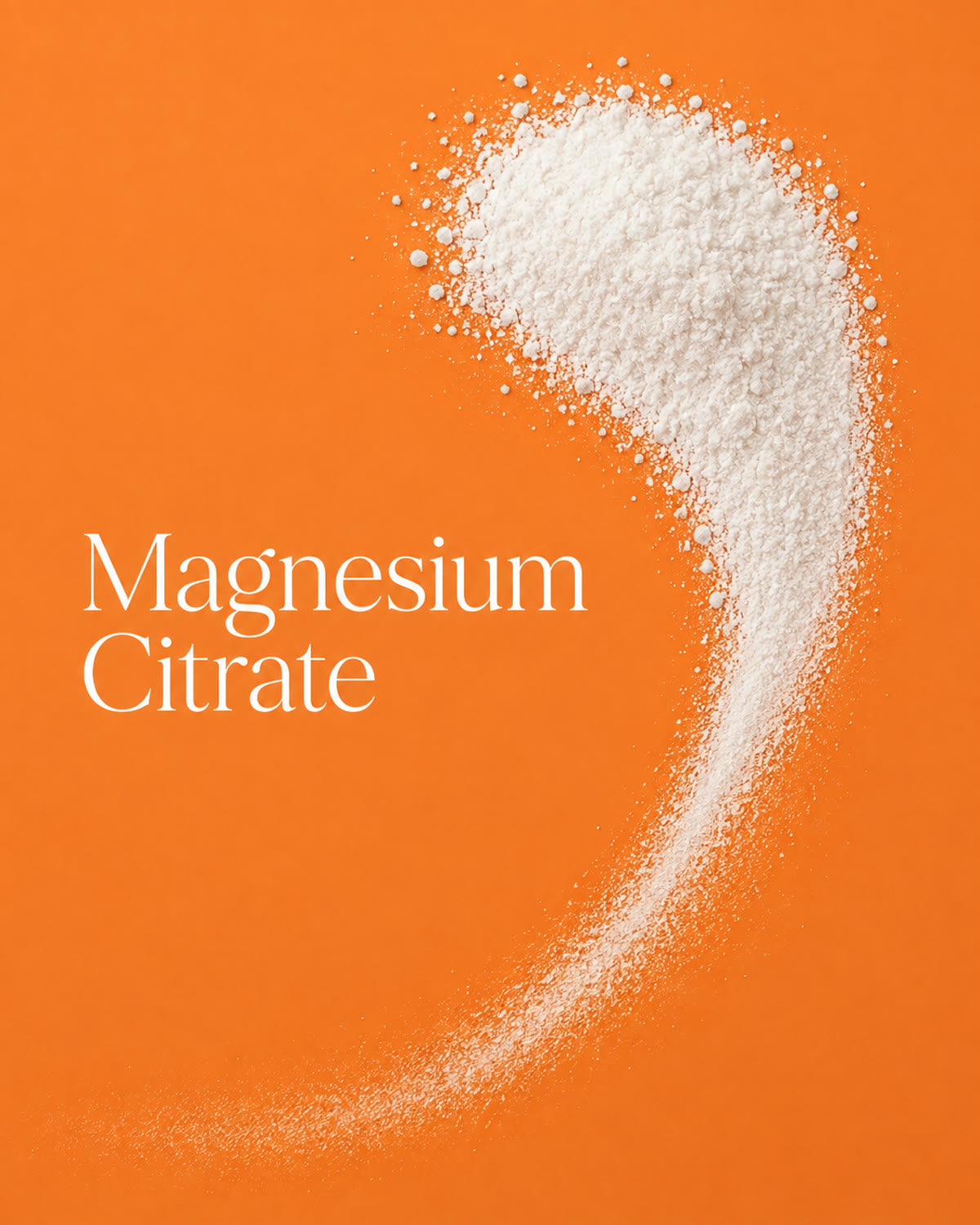 Magnesium Citrate powder on an orange background