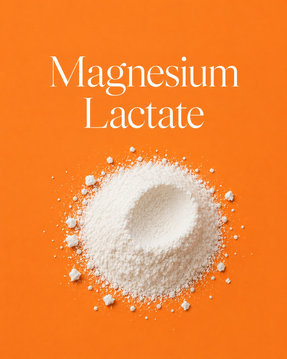 Magnesium Lactate powder on an orange background