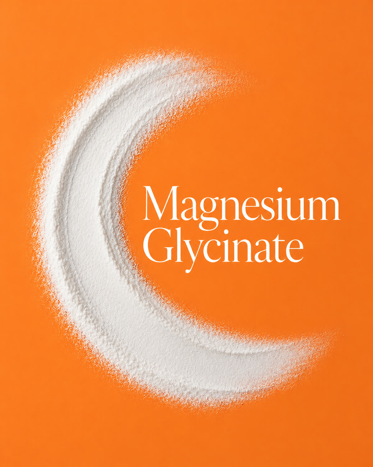 Magnesium Bisglycinate powder on an orange background