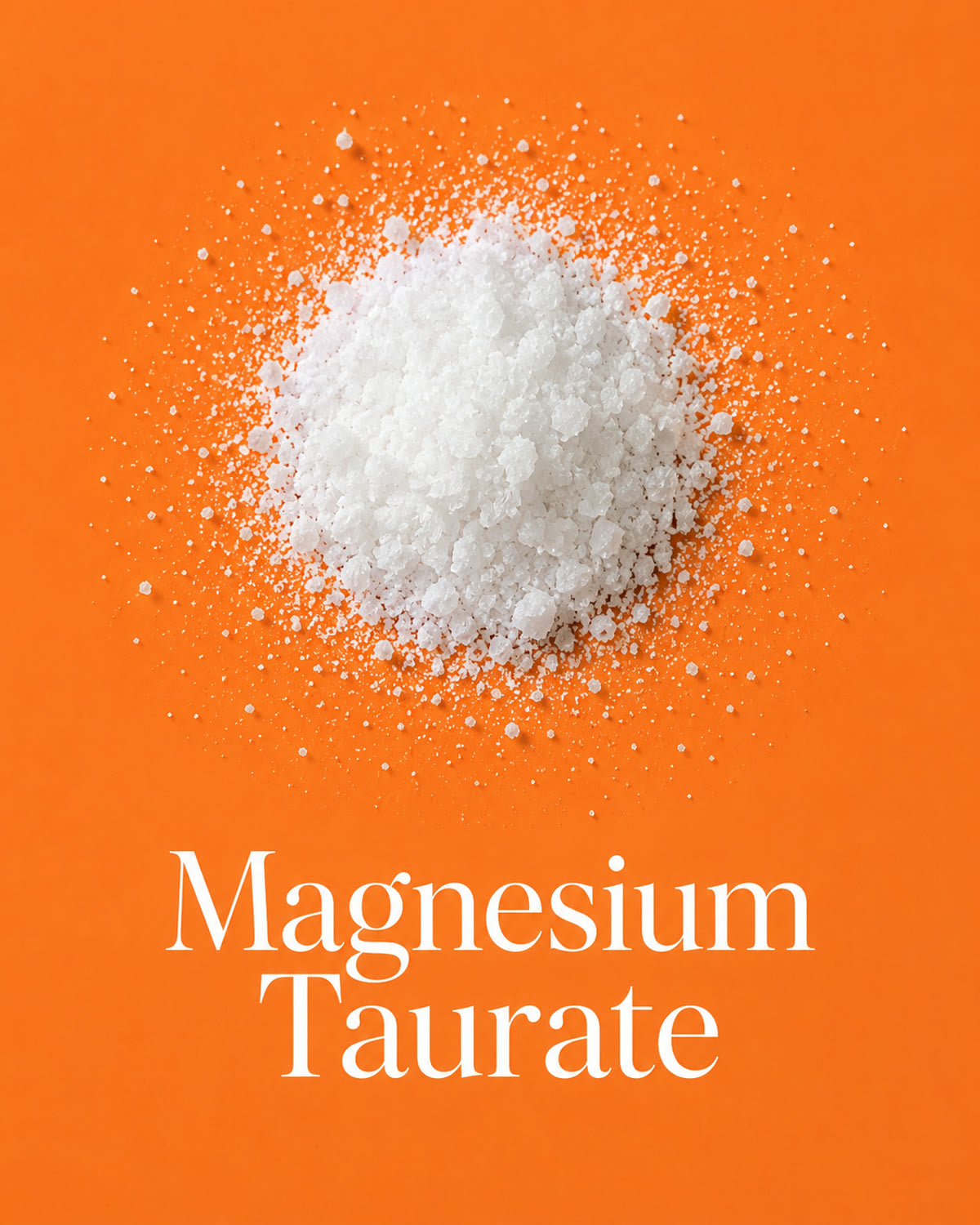 Magnesium Taurate powder on an orange background